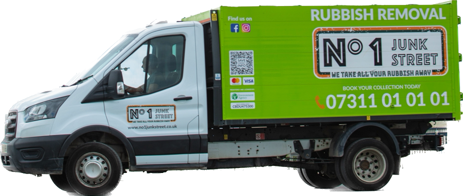 The green and white No1 Junk Street removal van
